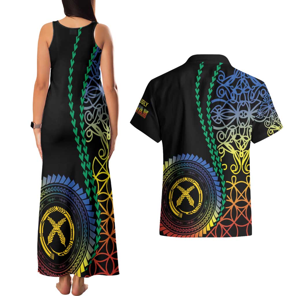 Proudly Ni-Van Sandroing Inspired Couples Matching Tank Maxi Dress and Hawaiian Shirt Tafea Classic Style LT7 - Polynesian Pride