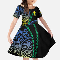 Proudly Ni-Van Sandroing Inspired Family Matching Puletasi and Hawaiian Shirt Tafea Classic Style LT7 Daughter's Dress Colorful - Polynesian Pride