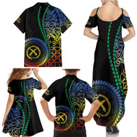Proudly Ni-Van Sandroing Inspired Family Matching Summer Maxi Dress and Hawaiian Shirt Tafea Classic Style LT7 - Polynesian Pride