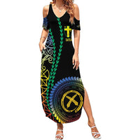 Proudly Ni-Van Sandroing Inspired Family Matching Summer Maxi Dress and Hawaiian Shirt Tafea Classic Style LT7 Mom's Dress Colorful - Polynesian Pride