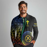 Proudly Ni-Van Sandroing Inspired Long Sleeve Polo Shirt Tafea Classic Style LT7 - Polynesian Pride