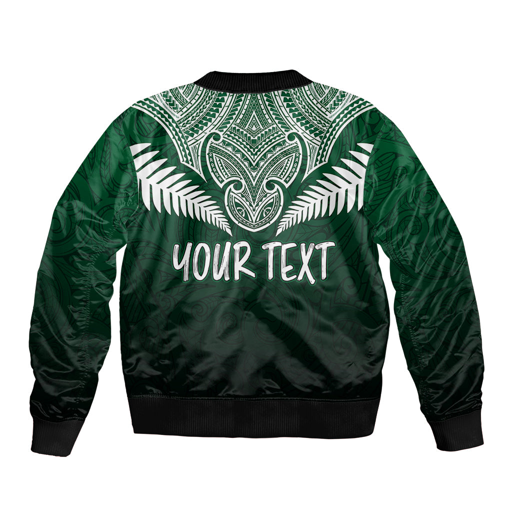Personalised New Zealand Sleeve Zip Bomber Jacket Hei Matau Mix Silver Fern Basic LT7 - Polynesian Pride