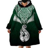 Personalised New Zealand Wearable Blanket Hoodie Hei Matau Mix Silver Fern Basic LT7 - Polynesian Pride
