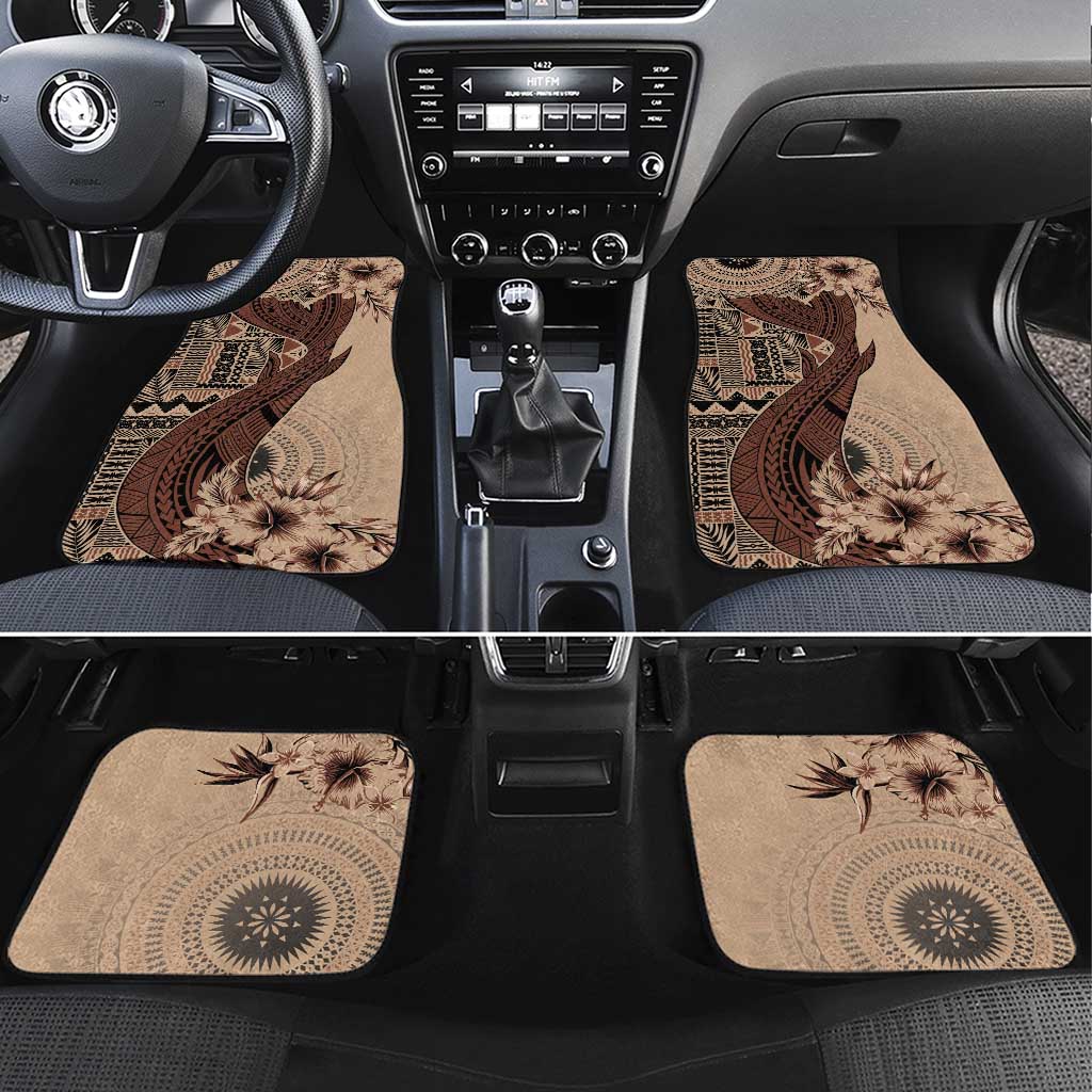 Bula Fiji Car Mats Shark Tail Beige Masi Tapa