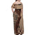 Bula Fiji Family Matching Off Shoulder Maxi Dress and Hawaiian Shirt Shark Tail Beige Masi Tapa