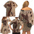 Bula Fiji Family Matching Off Shoulder Short Dress and Hawaiian Shirt Shark Tail Beige Masi Tapa