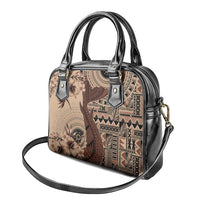 Bula Fiji Shoulder Handbag Shark Tail Beige Masi Tapa