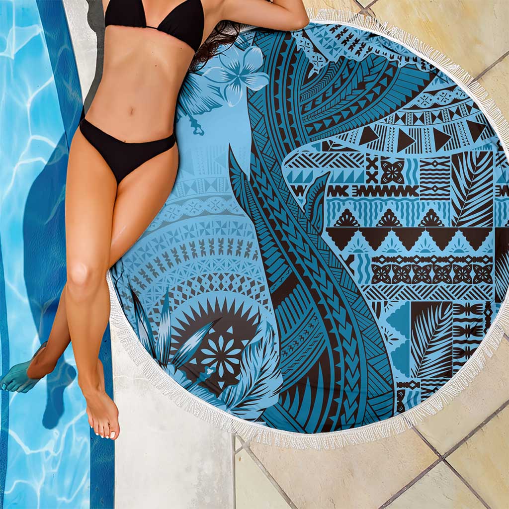Bula Fiji Beach Blanket Shark Tail Turquoise Masi Tapa