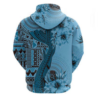 Bula Fiji Hoodie Shark Tail Turquoise Masi Tapa LT7 - Polynesian Pride