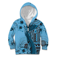 Bula Fiji Kid Hoodie Shark Tail Turquoise Masi Tapa