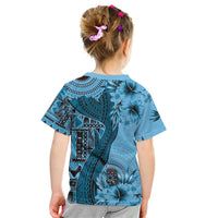 Bula Fiji Kid T Shirt Shark Tail Turquoise Masi Tapa
