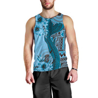 Bula Fiji Men Tank Top Shark Tail Turquoise Masi Tapa