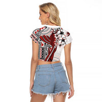 Bula Fiji Raglan Cropped T Shirt Shark Tail White Masi Tapa