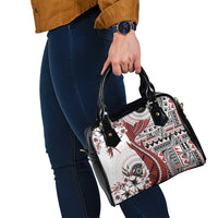 Bula Fiji Shoulder Handbag Shark Tail White Masi Tapa