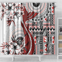 Bula Fiji Shower Curtain Shark Tail White Masi Tapa