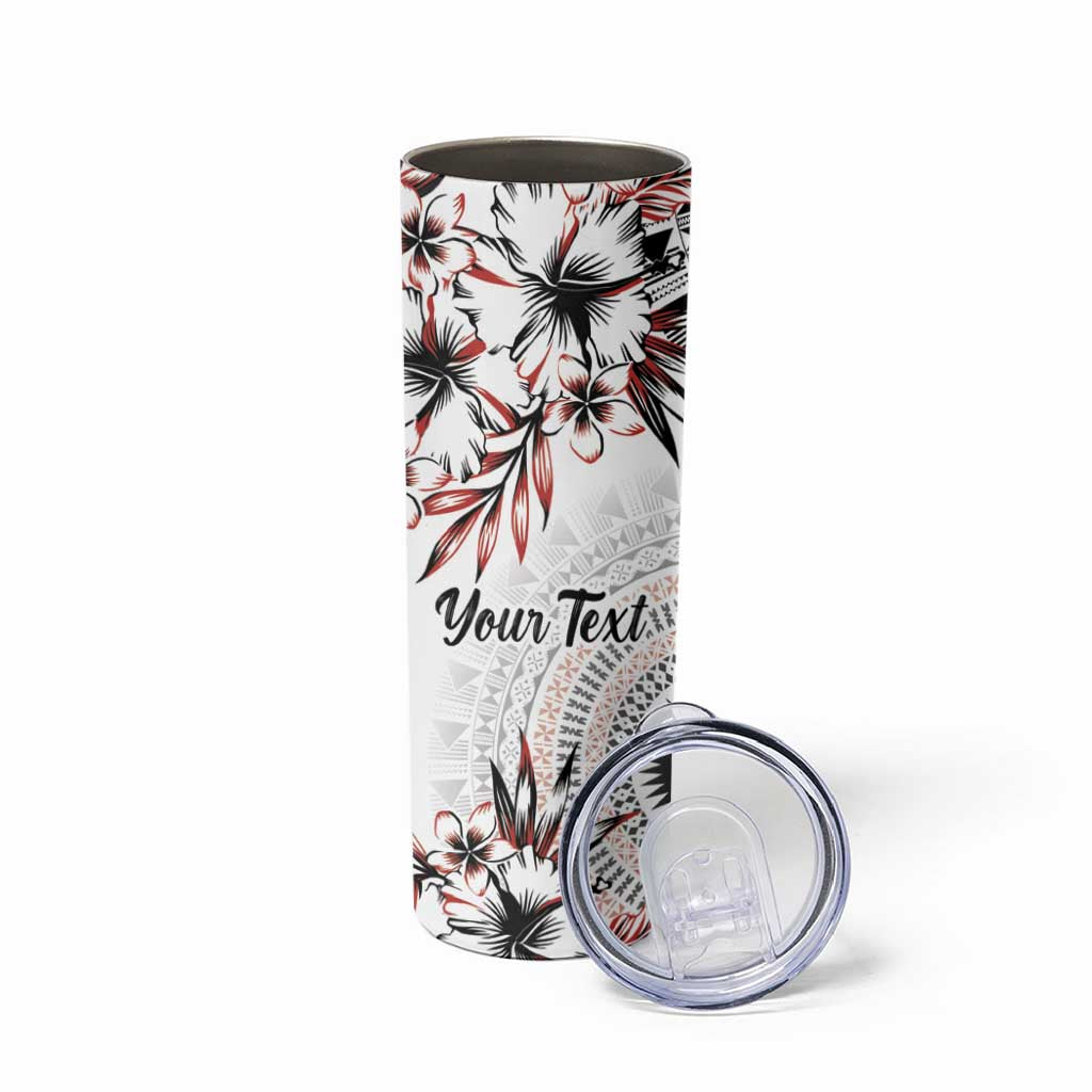 Bula Fiji Personalised Skinny Tumbler Shark Tail White Masi Tapa