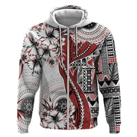 Bula Fiji Zip Hoodie Shark Tail White Masi Tapa LT7 Zip Hoodie White - Polynesian Pride