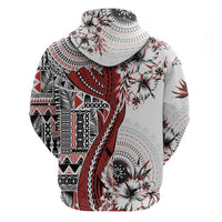 Bula Fiji Zip Hoodie Shark Tail White Masi Tapa LT7 - Polynesian Pride
