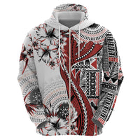 Bula Fiji Zip Hoodie Shark Tail White Masi Tapa LT7 - Polynesian Pride