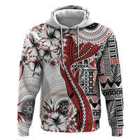 Bula Fiji Zip Hoodie Shark Tail White Masi Tapa LT7 Pullover Hoodie White - Polynesian Pride
