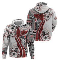 Bula Fiji Zip Hoodie Shark Tail White Masi Tapa LT7 - Polynesian Pride