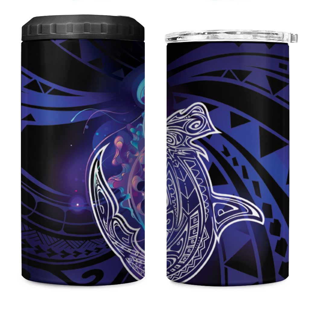 Polynesian Aumakua 4 in 1 Can Cooler Tumbler Jellyfish with Shark - Polynesian Pride