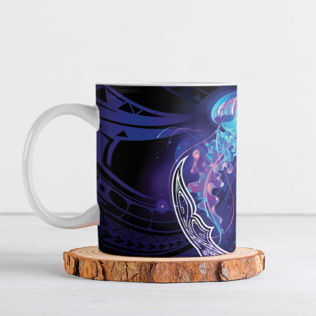 Polynesian Aumakua Ceramic Mug Jellyfish with Shark - Polynesian Pride