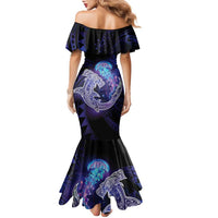 Polynesian Aumakua Family Matching Mermaid Dress and Hawaiian Shirt Jellyfish with Shark - Polynesian Pride