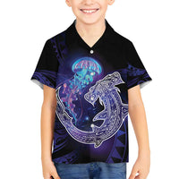 Polynesian Aumakua Family Matching Puletasi and Hawaiian Shirt Jellyfish with Shark - Polynesian Pride
