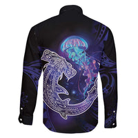 Polynesian Aumakua Family Matching Short Sleeve Bodycon Dress and Hawaiian Shirt Jellyfish with Shark - Polynesian Pride