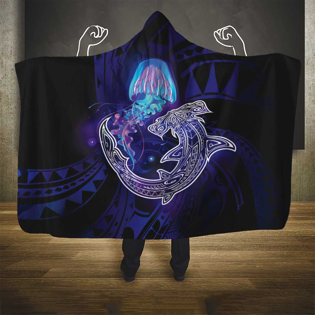 Polynesian Aumakua Hooded Blanket Jellyfish with Shark - Polynesian Pride