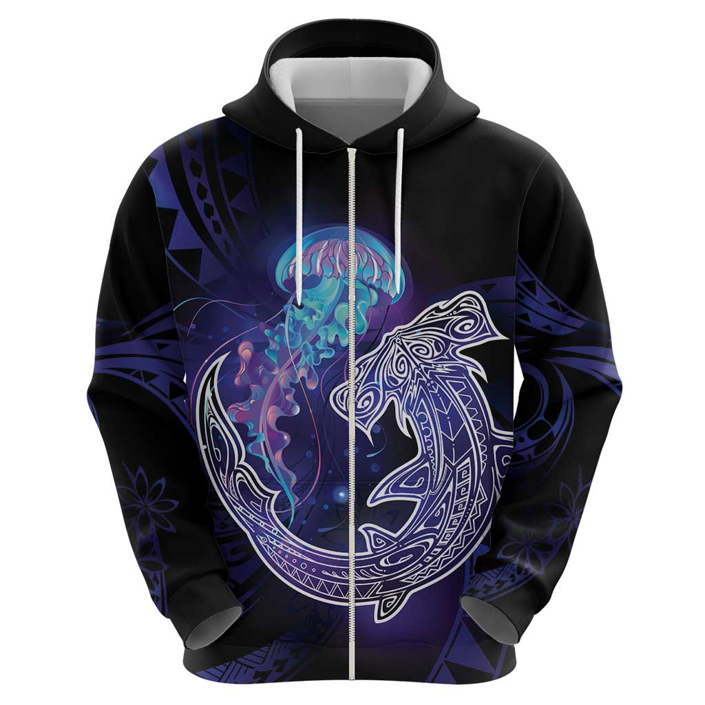 Polynesian Aumakua Hoodie Jellyfish with Shark - Polynesian Pride