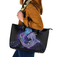 Polynesian Aumakua Leather Tote Bag Jellyfish with Shark - Polynesian Pride