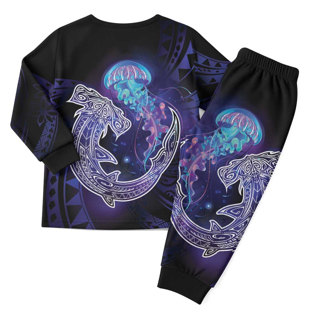 Polynesian Aumakua Christmas Pajama Set Jellyfish with Shark - Polynesian Pride
