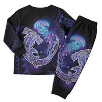 Polynesian Aumakua Christmas Pajama Set Jellyfish with Shark - Polynesian Pride