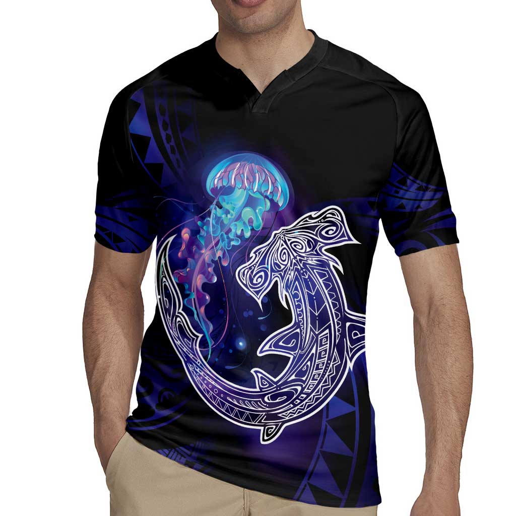 Polynesian Aumakua Rugby Jersey Jellyfish with Shark - Polynesian Pride