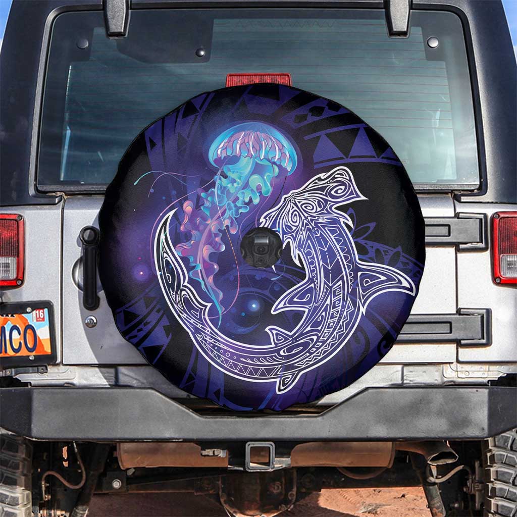 Polynesian Aumakua Spare Tire Cover Jellyfish with Shark - Polynesian Pride
