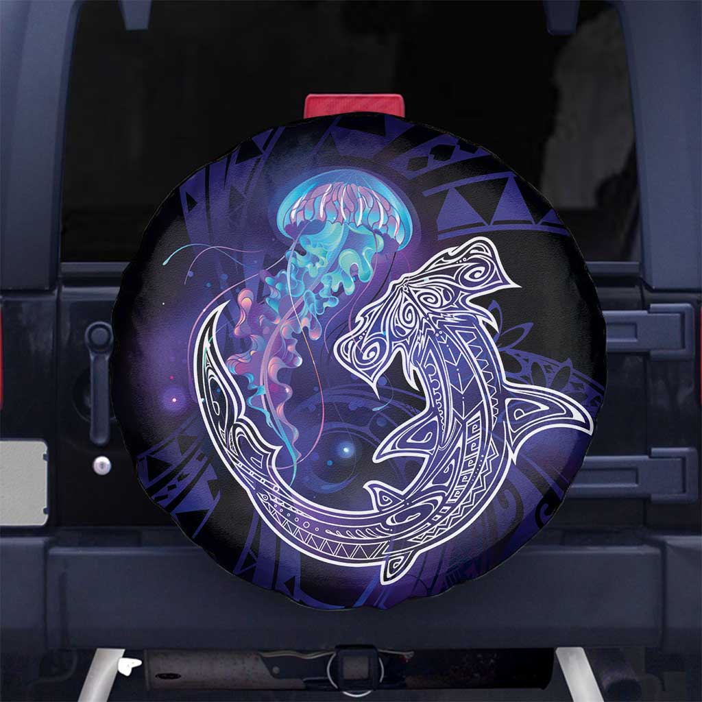 Polynesian Aumakua Spare Tire Cover Jellyfish with Shark - Polynesian Pride