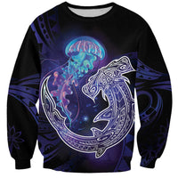 Polynesian Aumakua Sweatshirt Jellyfish with Shark - Polynesian Pride