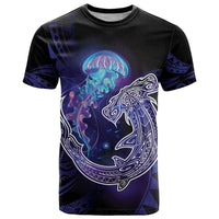 Polynesian Aumakua T Shirt Jellyfish with Shark - Polynesian Pride