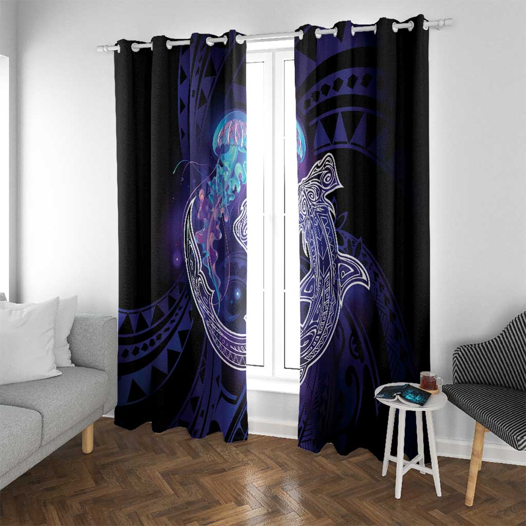 Polynesian Aumakua Window Curtain Jellyfish with Shark - Polynesian Pride