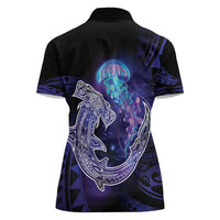 Polynesian Aumakua Women Polo Shirt Jellyfish with Shark - Polynesian Pride