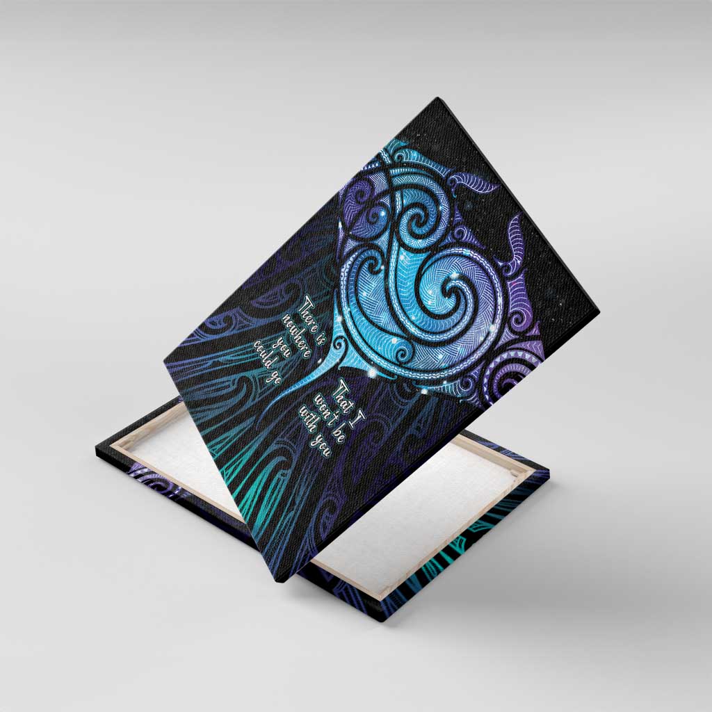 Aotearoa Maori Te Whai Rahi Canvas Wall Art Tala - Nowhere You Could Go That I Won't Be With You LT7 With Frame Teal Purple - Polynesian Pride