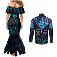 Aotearoa Maori Te Whai Rahi Couples Matching Mermaid Dress and Long Sleeve Button Shirt Tala - Nowhere You Could Go That I Won't Be With You - Polynesian Pride