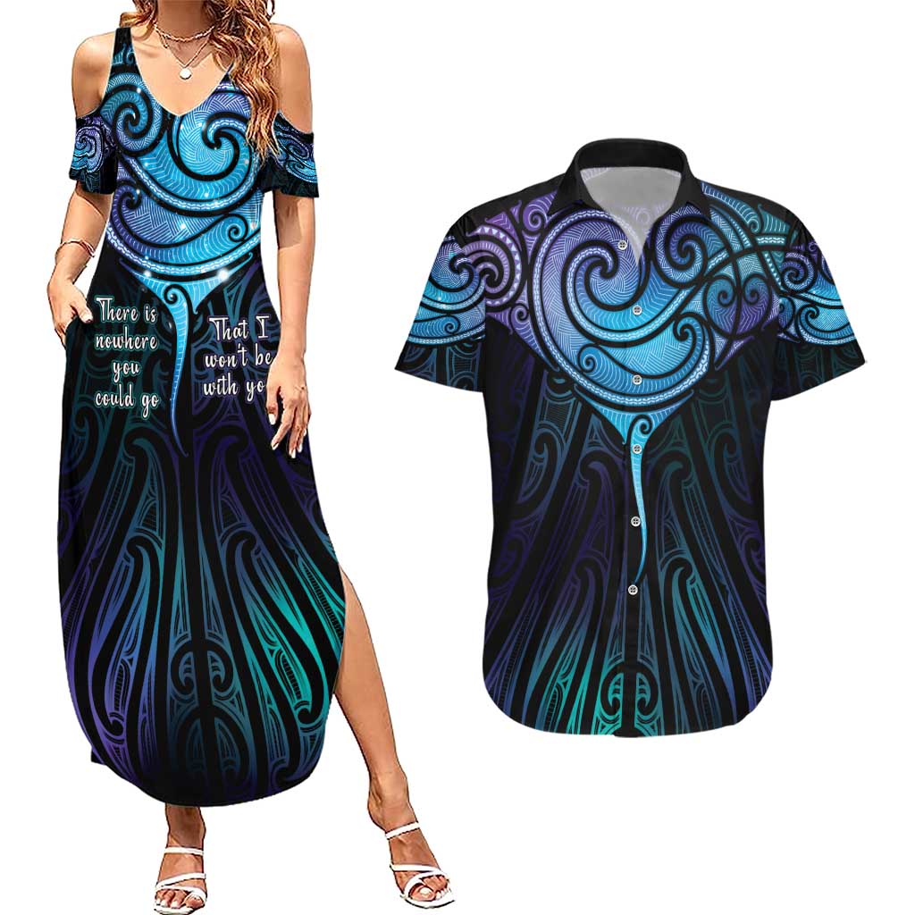 Aotearoa Maori Te Whai Rahi Couples Matching Summer Maxi Dress and Hawaiian Shirt Tala - Nowhere You Could Go That I Won't Be With You - Polynesian Pride
