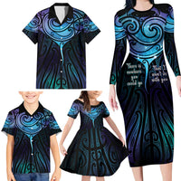 Aotearoa Maori Te Whai Rahi Family Matching Long Sleeve Bodycon Dress and Hawaiian Shirt Tala - Nowhere You Could Go That I Won't Be With You - Polynesian Pride