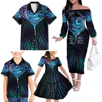 Aotearoa Maori Te Whai Rahi Family Matching Off The Shoulder Long Sleeve Dress and Hawaiian Shirt Tala - Nowhere You Could Go That I Won't Be With You - Polynesian Pride