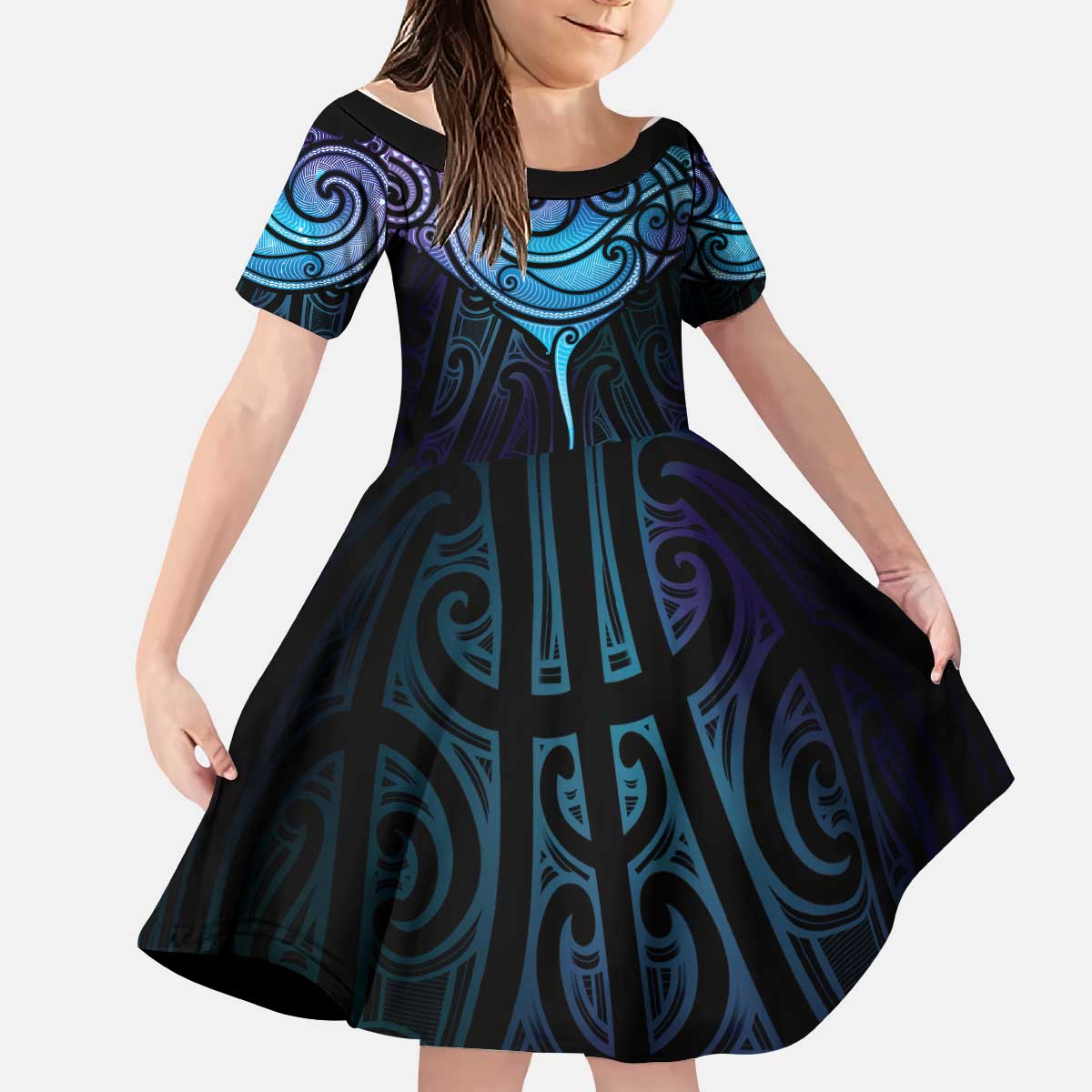 Aotearoa Maori Te Whai Rahi Kid Short Sleeve Dress Tala - Nowhere You Could Go That I Won't Be With You - Polynesian Pride