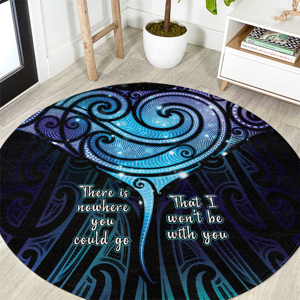 Aotearoa Maori Te Whai Rahi Round Carpet Tala - Nowhere You Could Go That I Won't Be With You LT7 Teal Purple - Polynesian Pride