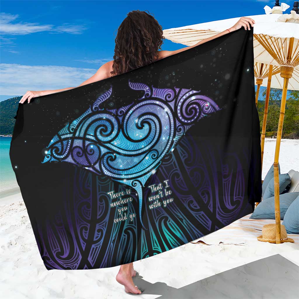 Aotearoa Maori Te Whai Rahi Sarong Tala - Nowhere You Could Go That I Won't Be With You LT7 One Size 44 x 66 inches Teal Purple - Polynesian Pride